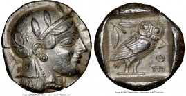 ATTICA. Athens. Ca. 465-455 BC. AR tetradrachm (25mm, 17.19 gm, 2h). NGC Choice XF 4/5 - 4/5. Head of Athena right, wearing earring and crested Attic ...