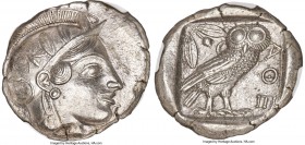 ATTICA. Athens. Ca. 455-440 BC. AR tetradrachm (25mm, 17.08 gm, 7h). NGC MS 4/5 - 4/5, Fine Style. Early transitional issue. Head of Athena right, wea...