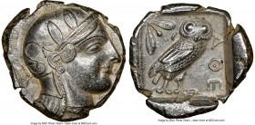 ATTICA. Athens. Ca. 455-440 BC. AR tetradrachm (25mm, 17.16 gm, 11h). NGC Choice AU 5/5 - 3/5, Fine Style. Early transitional issue. Head of Athena ri...