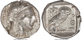 ATTICA. Athens. Ca. 440-404 BC. AR tetradrachm (25mm, 17.22 gm, 10h). NGC MS 5/5 - 5/5. Mid-mass coinage issue. Head of Athena right, wearing crested ...