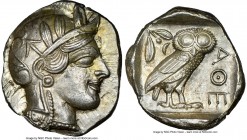 ATTICA. Athens. Ca. 440-404 BC. AR tetradrachm (26mm, 17.20 gm, 7h). NGC MS 5/5 - 5/5. Mid-mass coinage issue. Head of Athena right, wearing earring a...