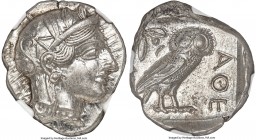 ATTICA. Athens. Ca. 440-404 BC. AR tetradrachm (26mm, 17.21 gm, 7h). NGC MS 5/5 - 4/5. Mid-mass coinage issue. Head of Athena right, wearing crested A...