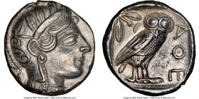 ATTICA. Athens. Ca. 440-404 BC. AR tetradrachm (25mm, 17.18 gm, 8h). NGC MS 5/5 - 4/5. Mid-mass coinage issue. Head of Athena right, wearing earring a...