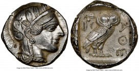 ATTICA. Athens. Ca. 440-404 BC. AR tetradrachm (24mm, 17.20 gm, 3h). NGC MS 5/5 - 4/5. Mid-mass coinage issue. Head of Athena right, wearing earring a...