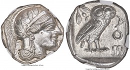 ATTICA. Athens. Ca. 440-404 BC. AR tetradrachm (25mm, 17.20 gm, 4h). NGC MS 5/5 - 4/5. Mid-mass coinage issue. Head of Athena right, wearing earring a...