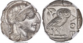 ATTICA. Athens. Ca. 440-404 BC. AR tetradrachm (23mm, 17.20 gm, 6h). NGC MS 5/5 - 4/5. Mid-mass coinage issue. Head of Athena right, wearing earring a...