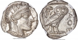 ATTICA. Athens. Ca. 440-404 BC. AR tetradrachm (25mm, 17.18 gm, 9h). NGC MS 5/5 - 4/5. Mid-mass coinage issue. Head of Athena right, wearing earring a...
