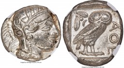 ATTICA. Athens. Ca. 440-404 BC. AR tetradrachm (24mm, 17.19 gm, 9h). NGC MS 5/5 - 4/5. Mid-mass coinage issue. Head of Athena right, wearing earring a...