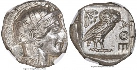 ATTICA. Athens. Ca. 440-404 BC. AR tetradrachm (25mm, 17.18 gm, 10h). NGC MS 4/5 - 5/5. Mid-mass coinage issue. Head of Athena right, wearing earring ...