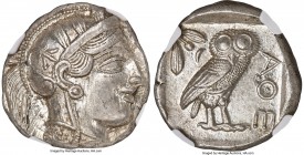 ATTICA. Athens. Ca. 440-404 BC. AR tetradrachm (24mm, 17.24 gm, 3h). NGC MS 4/5 - 5/5. Mid-mass coinage issue. Head of Athena right, wearing earring a...