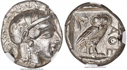 ATTICA. Athens. Ca. 440-404 BC. AR tetradrachm (24mm, 17.20 gm, 2h). NGC MS 4/5 - 5/5. Mid-mass coinage issue. Head of Athena right, wearing earring a...