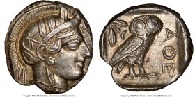 ATTICA. Athens. Ca. 440-404 BC. AR tetradrachm (25mm, 17.20 gm, 9h). NGC Choice AU S 5/5 - 4/5. Mid-mass coinage issue. Head of Athena right, wearing ...