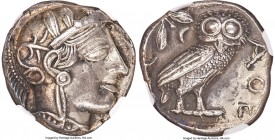 ATTICA. Athens. Ca. 440-404 BC. AR tetradrachm (24mm, 17.18 gm, 8h). NGC Choice AU 5/5 - 3/5. Mid-mass coinage issue. Head of Athena right, wearing ea...