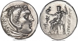 AEOLIS. Myrina. Ca. 215-190 BC. AR tetradrachm (31mm, 17.06 gm, 1h). NGC Choice AU 5/5 - 3/5, Fine Style. Posthumous issue in the name and types of Al...