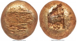 IONIA. Uncertain mint. Ca. 650-600 BC. EL sixth-stater or hecte (9mm, 2.38 gm). NGC VF 5/5 - 2/5, scuff. Field of striated lines / Bipartite rectangul...
