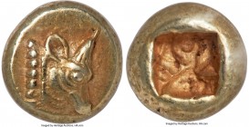 IONIA. Uncertain mint. Ca. 600-550 BC. EL 1/12 stater or hemihecte (8mm, 1.19 gm). NGC Choice XF 5/5 - 4/5. Milesian standard. Head of bull right, wea...