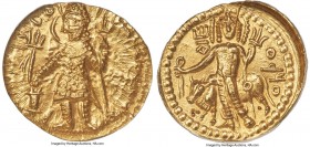 INDIA. Kushan Empire. Vasudeva I (ca. AD 191-230+). AV dinar (24mm, 12h). ANACS AU 58. Main Bactrian mint (probably Balkh), late phase. ÞAONANOÞAO B-A...