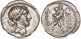Julius Caesar, as Dictator (49-44 BC). AR denarius (17mm, 3.74 gm, 5h). NGC Choice XF 5/5 - 4/5. Military mint traveling with Caesar in North Africa, ...