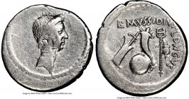 Divus Julius Caesar (49-44 BC). AR denarius (18mm, 3.74 gm, 10h). NGC VF 5/5 - 2/5, brushed, bankers mark. Rome, 42 BC, L. Mussidius Longus. Laureate ...