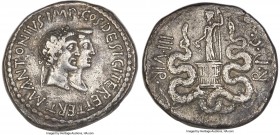 Marc Antony, as Triumvir and Imperator (44-30 BC), with Octavia. AR cistophorus (26mm, 11.12 gm, 12h). NGC Choice VF 5/5 - 2/5, edge chips, marks. Eph...