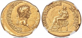 Claudius I (AD 41-54). AV aureus (19mm, 7.80 gm, 6h). NGC Choice VF 4/5 - 2/5, ex-jewelry. Rome, AD 46-47. TI•CLAVD•CAESAR•AVG•P•M•TR•P•VI•IMP•XI, lau...