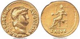 Nero (AD 54-68). AV aureus (19mm, 7.25 gm, 6h). ANACS VF 30, repaired. Rome, AD 65-66. NERO CAESAR-AVGVSTVS, laureate head of Nero right / SALVS, Salu...