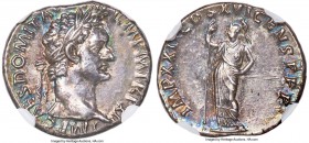 Domitian (AD 81-96). AR denarius (17mm, 3.51 gm, 6h). NGC Choice AU 5/5 - 4/5, Fine Style. Rome, 92-93 AD. IMP CAES DOMIT AVG-GERM P M TR P XII, laure...