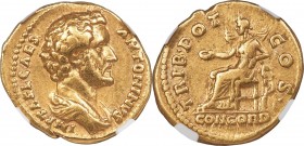 Antoninus Pius, as Caesar (AD 138-161). AV aureus (20mm, 7.15 gm, 6h). NGC Choice VF 5/5 - 4/5, Fine Style. Rome, 25 February-10 July AD 138. IMP T AE...