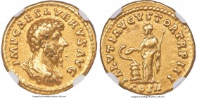 Lucius Verus (AD 161-169). AV aureus (19mm, 7.19 gm, 6h). NGC VF 5/5 - 3/5, marks. Rome, December AD 162-163. IMP CAES L VERVS AVG, bare headed, drape...
