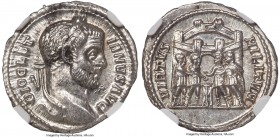 Diocletian (AD 284-305). AR argenteus (18mm, 3.50 gm, 6h). NGC MS 4/5 - 5/5. Rome, AD 294. DIOCLET-IANVS AVG, laureate head of Diocletian right / VIRT...