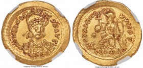Theodosius II, Eastern Roman Empire (AD 402-450). AV solidus (21mm, 4.51 gm, 5h). NGC MS 5/5 - 4/5. Constantinople, ca. AD 441-450. D N THEODOSI-VS P ...
