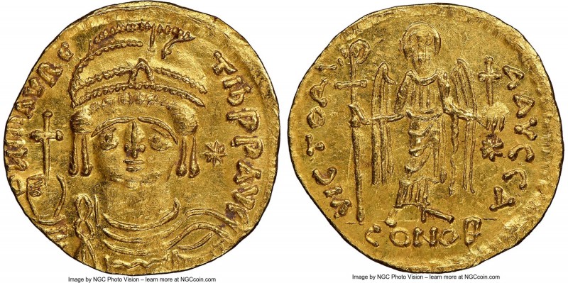 Maurice Tiberius (AD 582-602). AV light-weight solidus of 23 siliquae (20mm, 4.2...