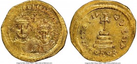 Heraclius (AD 610-641), with Heraclius Constantine. AV solidus (21mm, 4.44 gm, 7h). NGC Choice MS 4/5 - 5/5. Uncertain eastern mint, possibly Jerusale...