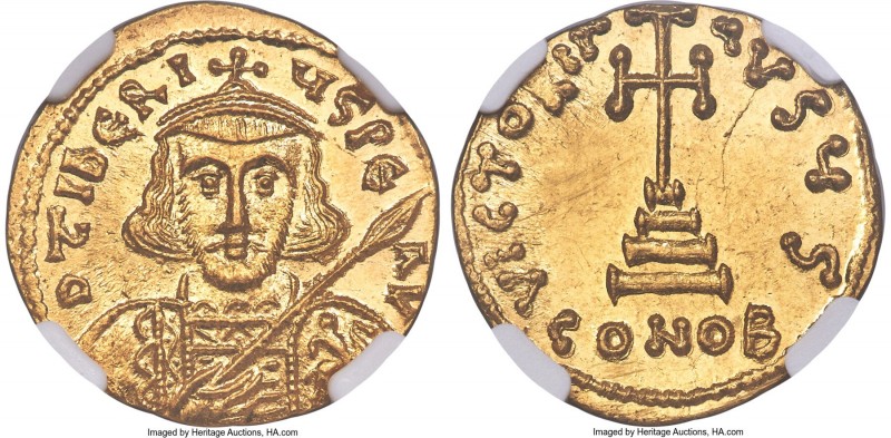 Tiberius III Apsimar (AD 698-705). AV solidus (20mm, 4.45 gm, 6h). NGC MS 5/5 - ...