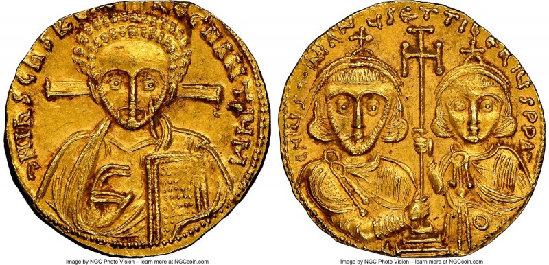 Justinian II Rhinotmetus, Second Reign (AD 705-711). AV solidus (20mm, 4.33 gm, ...