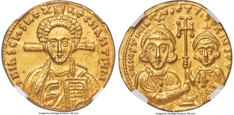Justinian II Rhinotmetus, Second Reign (AD 705-711). AV solidus (19mm, 4.39 gm, ...