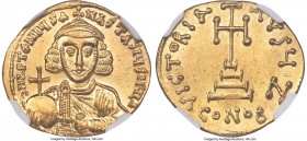 Anastasius II Artemius (AD 713-715). AV solidus (20mm, 4.46 gm, 7h). NGC MS 5/5 - 3/5, brushed. Constantinople, 7th officina. d N APTЄMIЧS A-NASTASIЧS...
