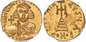 Anastasius II Artemius (AD 713-715). AV solidus (18mm, 4.47 gm, 7h). NGC MS 4/5 - 3/5, brushed. Constantinople, 1st officina. d N APTЄMIЧS A-NASTASIЧS...