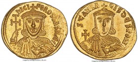 Nicephorus I and Stauracius (AD 803-811). AV solidus (21mm, 4.49 gm, 5h). NGC Choice MS 5/5 - 4/5. Constantinople, AD 803-811. hICI-FOROS bASILЄ', cro...