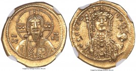 Theodora, Sole Reign (AD 1055-1056). AV tetarteron nomisma (18mm, 4.02 gm, 5h). NGC Choice AU 4/5 - 4/5. Constantinople. IC-XC, bust of Christ facing,...