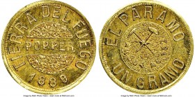 Tierra del Fuego. Territory gold "Popper" Gramo 1889 MS64 NGC, Buenos Aires mint, KM-Tn5, Janson-7. Large letters obverse and reverse variety. Produce...