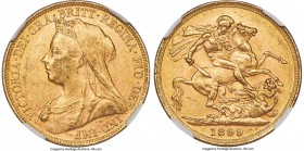 Victoria gold Sovereign 1899-P MS62 NGC, Perth mint, KM13. A key date of the mature head Australian series, sporting a mintage of 690,000, comparative...