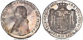 Olmutz. Rudolph Johann 1/2 Convention Taler 1820 MS64 NGC, KM492. A seldom-seen one-year type bearing an unrivaled sharpness of strike and decorated i...