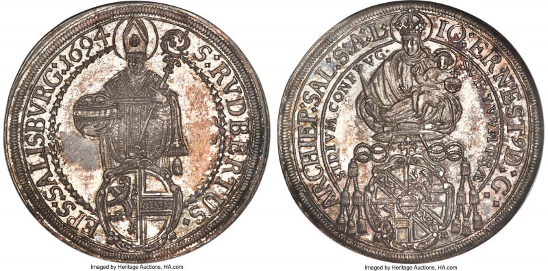 Salzburg. Johann Ernst Taler 1694 MS64 NGC, KM254, Dav-3510. A highly sought iss...