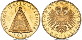 Republic gold Prooflike 100 Schilling 1936 PL62 PCGS, Vienna mint, KM2857, Fr-522. A charming, attractively styled example of a near-choice 100 Schill...
