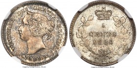 Victoria 5 Cents 1880-H MS65 NGC, Heaton mint, KM2. Satiny luster permeates this full gem offering, the obverse subdued by an allover gunmetal patina ...