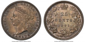 Victoria 25 Cents 1891 MS63 PCGS, London mint, KM5. Of appreciable quality which demonstrates cascading silvery luster that sweeps the fields upon rot...
