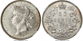 Victoria "L.C.W." 50 Cents 1870 MS62 NGC, London mint, KM6. "L.C.W." on truncation variety. A first year of issue specimen with largely untoned, blast...