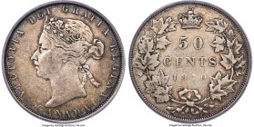 Victoria "No L.C.W." 50 Cents 1870 VF30 PCGS, London mint, KM6. No "L.C.W." at truncation variety. The scarcer variety for the first-year of issue 50 ...