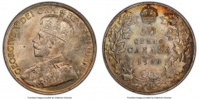 George V "Narrow 0" 50 Cents 1920 MS64 PCGS, Ottawa mint, KM25a. Narrow 0 variety. Attractive and near-gem, the originality of this key date variety i...